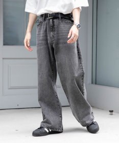WEGO 【ユニセックス着用ITEM/SMLサイズ展開】デニムルーズフレアパンツ