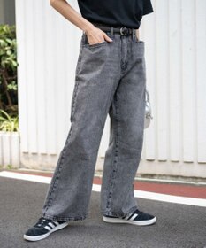 WEGO 【ユニセックス着用ITEM/SMLサイズ展開】デニムルーズフレアパンツ