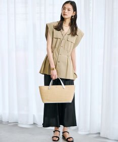 TOPKAPI 【Breath TOPKAPI】ワイド トート レザーハンドル カゴバッグ / ポーチ付き