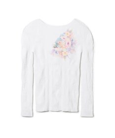 Chacott 【ノーソーイングニット】フラワーブーケプリントニットトップ