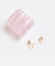 Phoebe <オンワード限定セット>【痛くないシリーズ】ミルキースタッズミニバンスクリップ×パワーストーンイヤリング