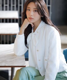 ANY SIS リボンヤーンライトツイード ジャケット オフ