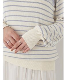 earth music&ecology レースボーダーニットプルオーバー