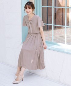 Tiaclasse 【洗える】リボンタイプリーツワンピース