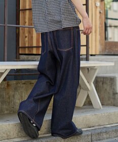 WEGO 【ユニセックス着用ITEM/SMLサイズ展開】エクストラバギーデニムパンツ