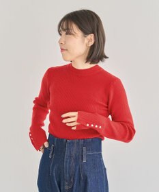 Green Parks もちやわ袖口釦リブニットプルオーバー