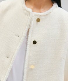 BEIGE， 【Oggi 10月号掲載】MULLIN / ウールツイードメタルボタンノーカラージャケット