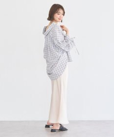 earth music&ecology シャーリングスリーブチェックシャツ