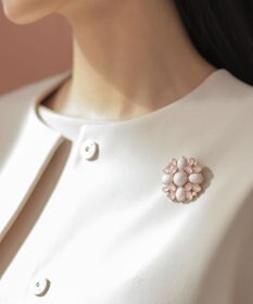 組曲 カラーオーバルブローチ ピンク系