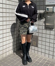 WEGO 刺繍ハーフジップショートスウェット