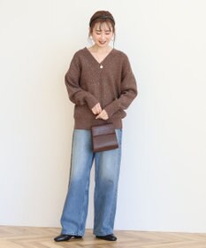 AMERICAN HOLIC ラメ入りＶネック片畦ニットプルオーバー