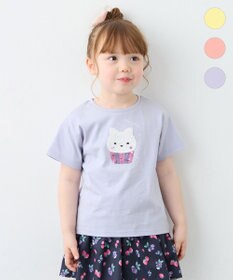ANY KIDS 【綿100%】ドロップショルダーミラクルスパンコールTシャツ サックスブルー×ケーキ