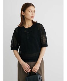 Green Parks メッシュポロ衿ニットプルオーバー
