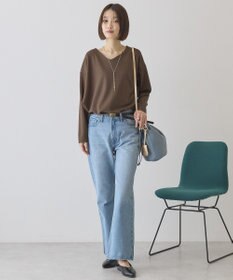 AMERICAN HOLIC Vネック裾異素材ポンチプルオーバー