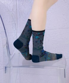COQ antigua flower ラメ花柄ソックス