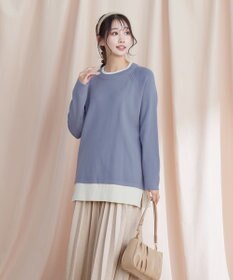 Tiaclasse 【洗える】重ね着風配色ニットチュニック