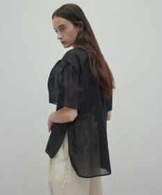 BEIGE， 【洗える】PLUMERIA / コットンシアーパフスリーブブラウス