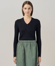 ICB 【新色追加】 エクストラファインメリノリブ Vネックプルオーバー