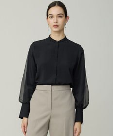 ICB L 【先行予約】 オーガンコンビシャーティング シアーレイヤードスリーブブラウス