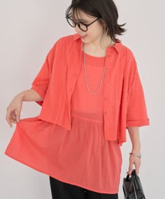 Green Parks Ｉ　ＳＥＴ２点　ギャザーシャツ＋布帛インナー