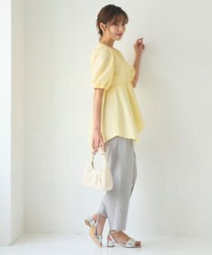 Feroux 【洗える】パフスリーブチュニック ブラウス