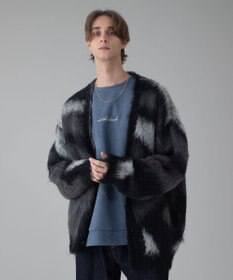 WEGO 【ユニセックス着用ITEM/MLサイズ展開】モヘアタッチパターンカーディガン
