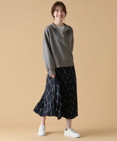 ANY 【洗濯機可】クロップド丈ダンボールハーフジッププルオーバー