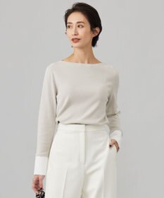 ICB L 【洗える】 クロスコンビ デザインニットプルオーバー