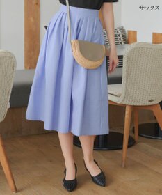 Tiaclasse 【選べる丈】麻調タックフレアスカート