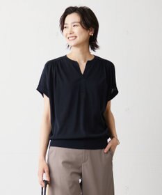 J.PRESS LADIES 【洗える・抗菌防臭】コットンアセテート バンドカラー ニット