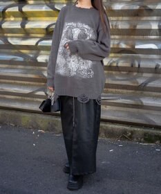 WEGO クラッシュBIGプリントニットプルオーバー