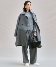 23区 L ナチュラルストレッチサキソニー タック ワイドパンツ