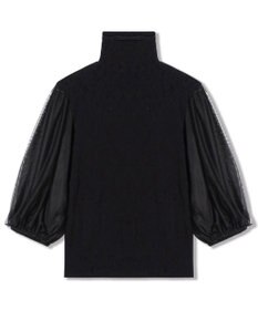 Chacott 【ノーソーイングニット】チュールスリーブハイネックトップ