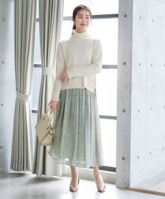 Tiaclasse 【洗える】もっちり柔らかいリブタートルプルオーバーニット