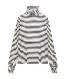 earth music&ecology シャーリングスリーブリブタートルプルオーバー