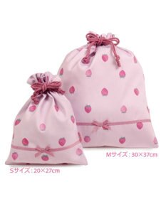 Mother garden マザーガーデン 野いちご 巾着 大《レトロストロベリー柄》