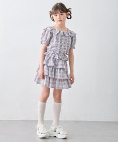 ANY KIDS 【洗濯機可能】2WAY チェックブラウス