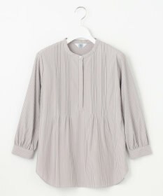 J.PRESS LADIES L ストライプジャージー ピンタック カットソー