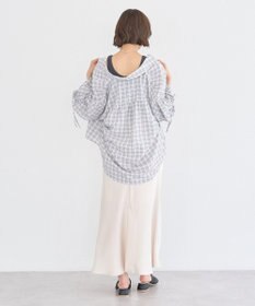 earth music&ecology シャーリングスリーブチェックシャツ