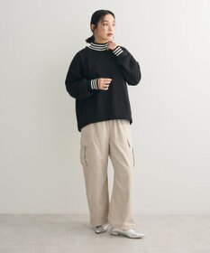 Green Parks 配色リブニットドッキング裏起毛プルオーバ