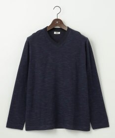 JOSEPH ABBOUD 【オーガニックコットン/JAPANファブリック】スラブインレイ Vネック 長袖 Ｔシャツ