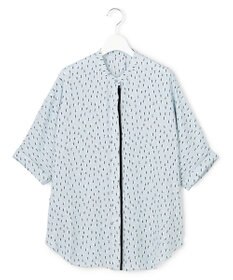 ICB 【新色追加・WEB限定カラーあり】BackSatinAmunzen 5分袖バンドカラーブラウス