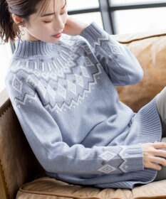 Tiaclasse L 【洗える】ノルディック柄ニットチュニック