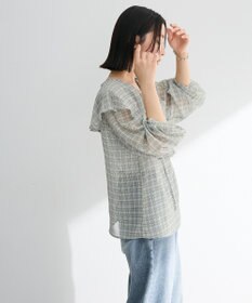 Green Parks チェックシアーフリルブラウス