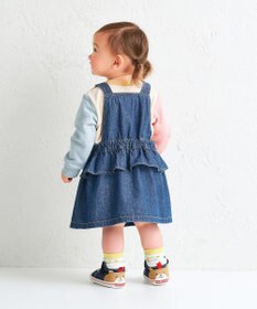 MIKI HOUSE HOT BISCUITS 【70-110cm】ワンポイント 6オンスデニム ジャンパースカート