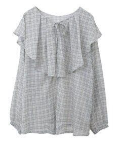 Green Parks チェックシアーフリルブラウス