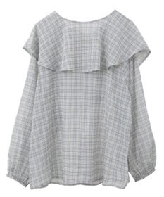 Green Parks チェックシアーフリルブラウス