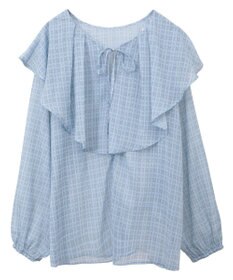 Green Parks チェックシアーフリルブラウス