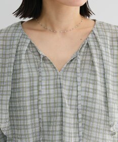 Green Parks チェックシアーフリルブラウス
