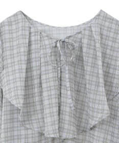 Green Parks チェックシアーフリルブラウス